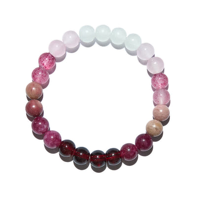 Olivenorma Damen-Armband mit natürlichen rosa Kristallperlen, 8 mm 