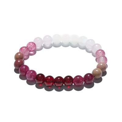 Olivenorma Damen-Armband mit natürlichen rosa Kristallperlen, 8 mm 