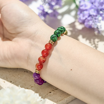 Olivenorma Armband mit 5 Arten natürlicher Kristallperlen 