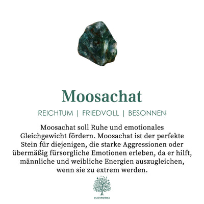 Olivenorma 2 Stück sechseckiger Moosachat Sterlingsilber Ring