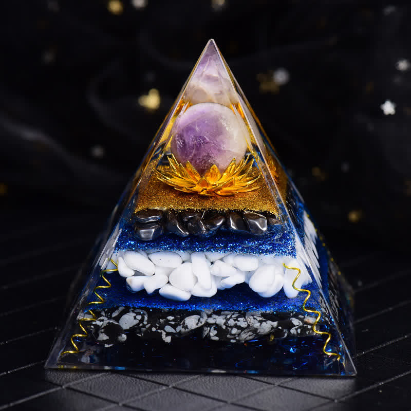 Olivenorma Amethyst Kugel Hämatit Schneeflocken Obsidian Orgon-Pyramide