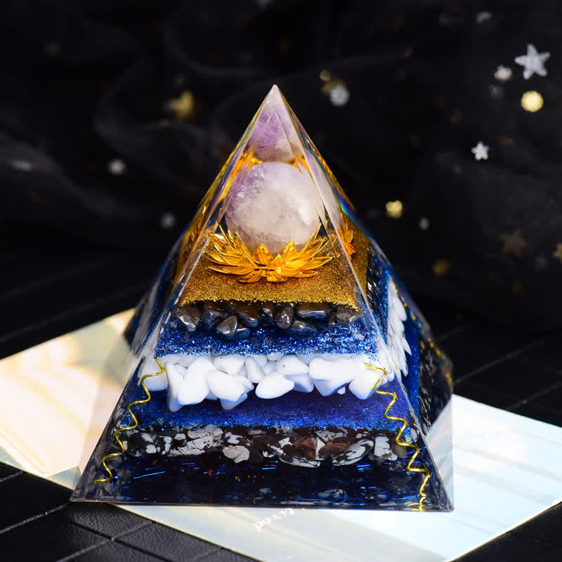 Olivenorma Amethyst Kugel Hämatit Schneeflocken Obsidian Orgon-Pyramide