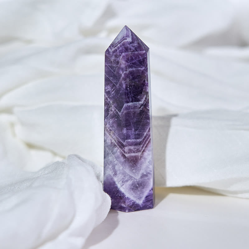 Olivenorma 6 facettierte Amethyst Prisma Heilkristallstäbe Turm