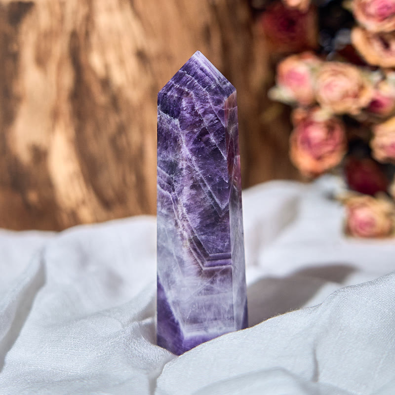 Olivenorma 6 facettierte Amethyst Prisma Heilkristallstäbe Turm