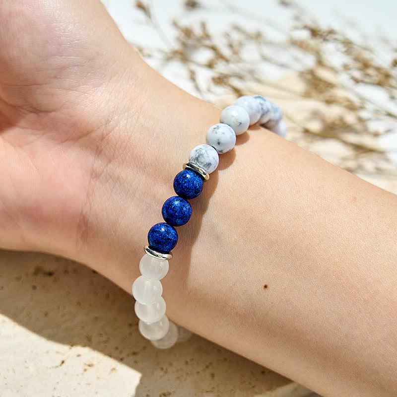 Olivenorma Armband mit Perlen aus klarem Kristall und Lapislazuli