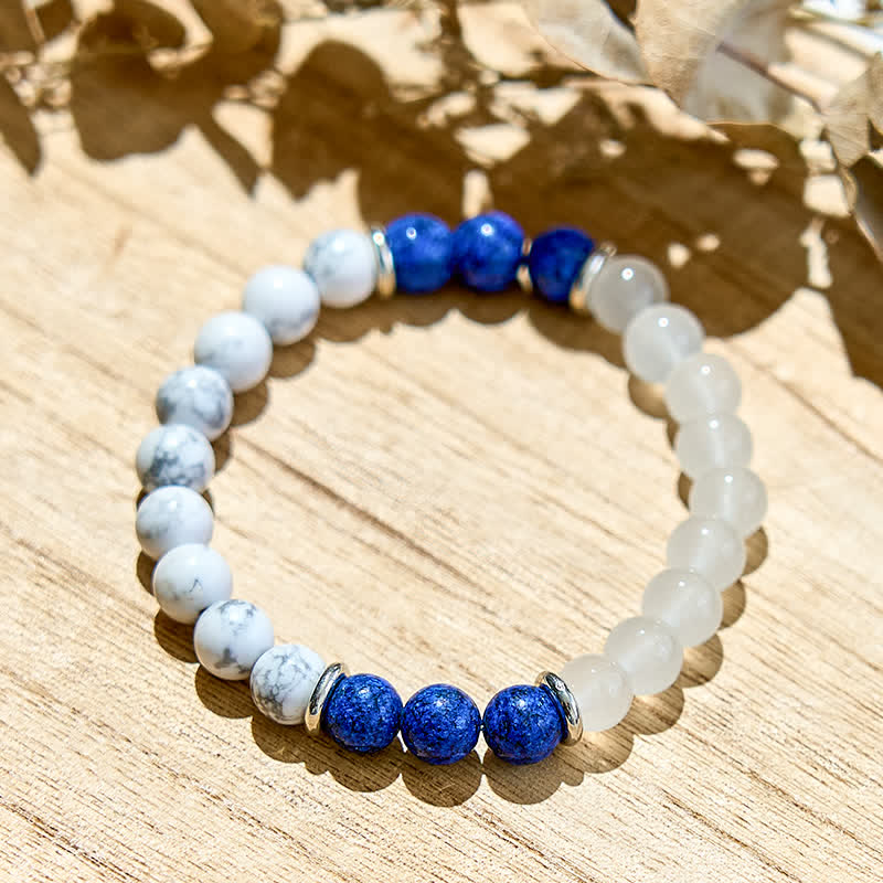 Olivenorma Armband mit Perlen aus klarem Kristall und Lapislazuli