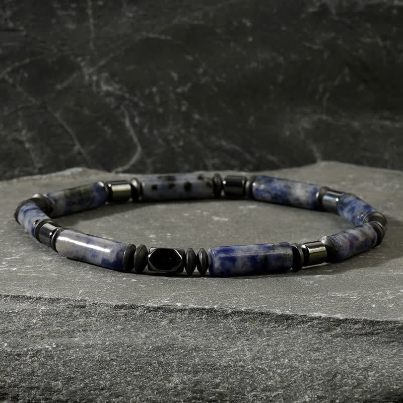 Olivenorma Armband aus natürlichen Hämatit-Jaspis-Perlen mit blauen Flecken