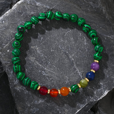 Olivenorma Chakra-Armband aus natürlichem Malachit 