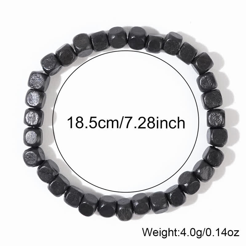 Olivenorma Schwarzes Holzwürfelperlen-Armband für Herren