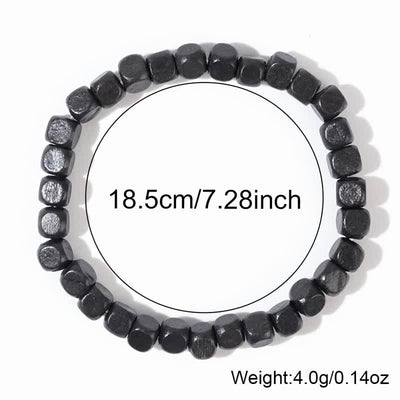 Olivenorma Schwarzes Holzwürfelperlen-Armband für Herren