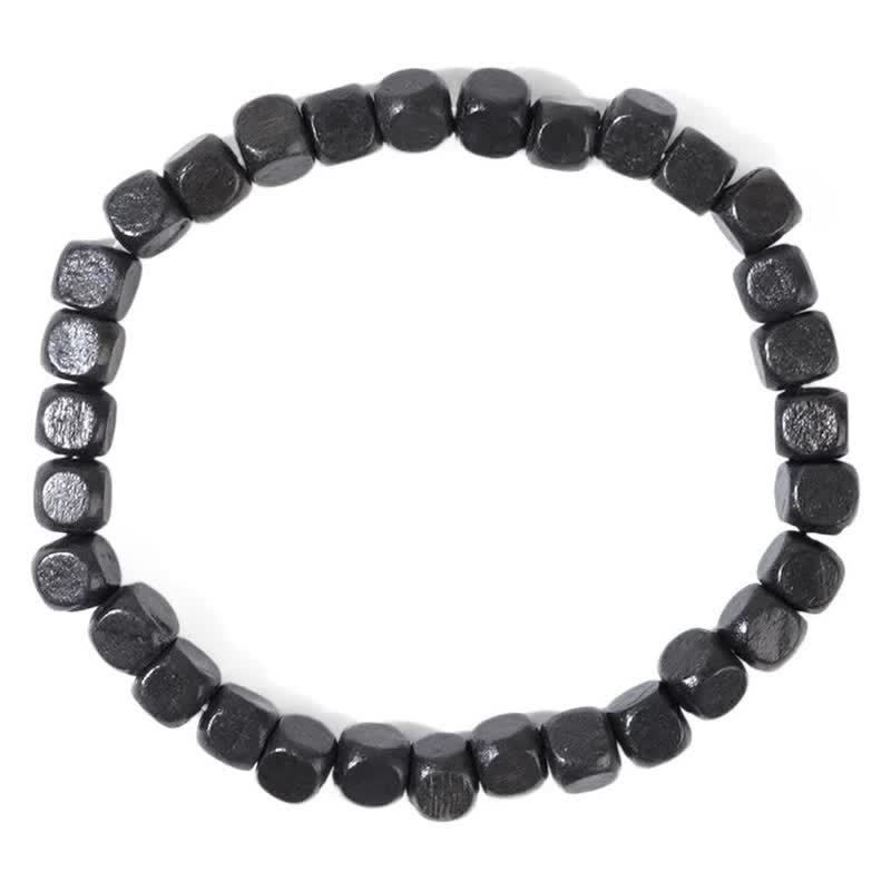 Olivenorma Schwarzes Holzwürfelperlen-Armband für Herren