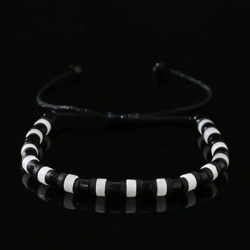 Olivenorma Armband mit Perlen in Rollenform aus klarem Obsidian-Kristall