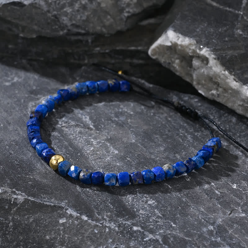 Olivenorma Verstellbares Armband mit natürlichen Lapislazuli-Perlen