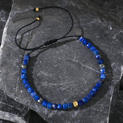 Olivenorma Verstellbares Armband mit natürlichen Lapislazuli-Perlen