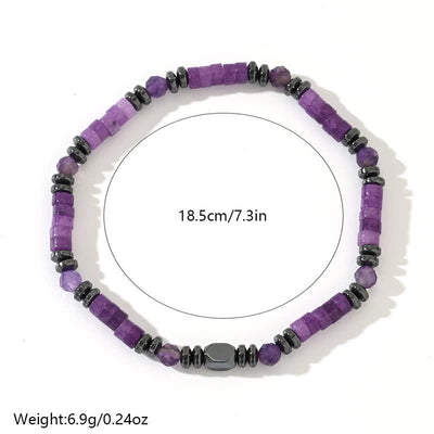 Olivenorma Armband aus natürlichen Amethyst-Hämatitperlen 