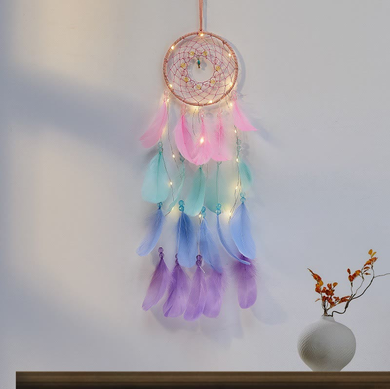 Olivenorma Fancy Bunte Dreamcatcher LED Licht Traumfänger