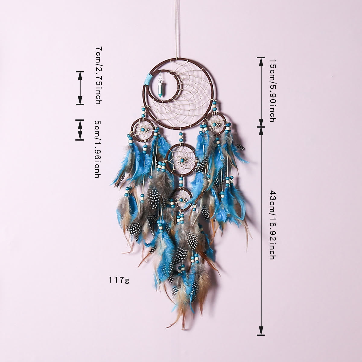 Olivenorma Boho Moon Dreamcatcher 5 Ringe Türkis Traumfänger