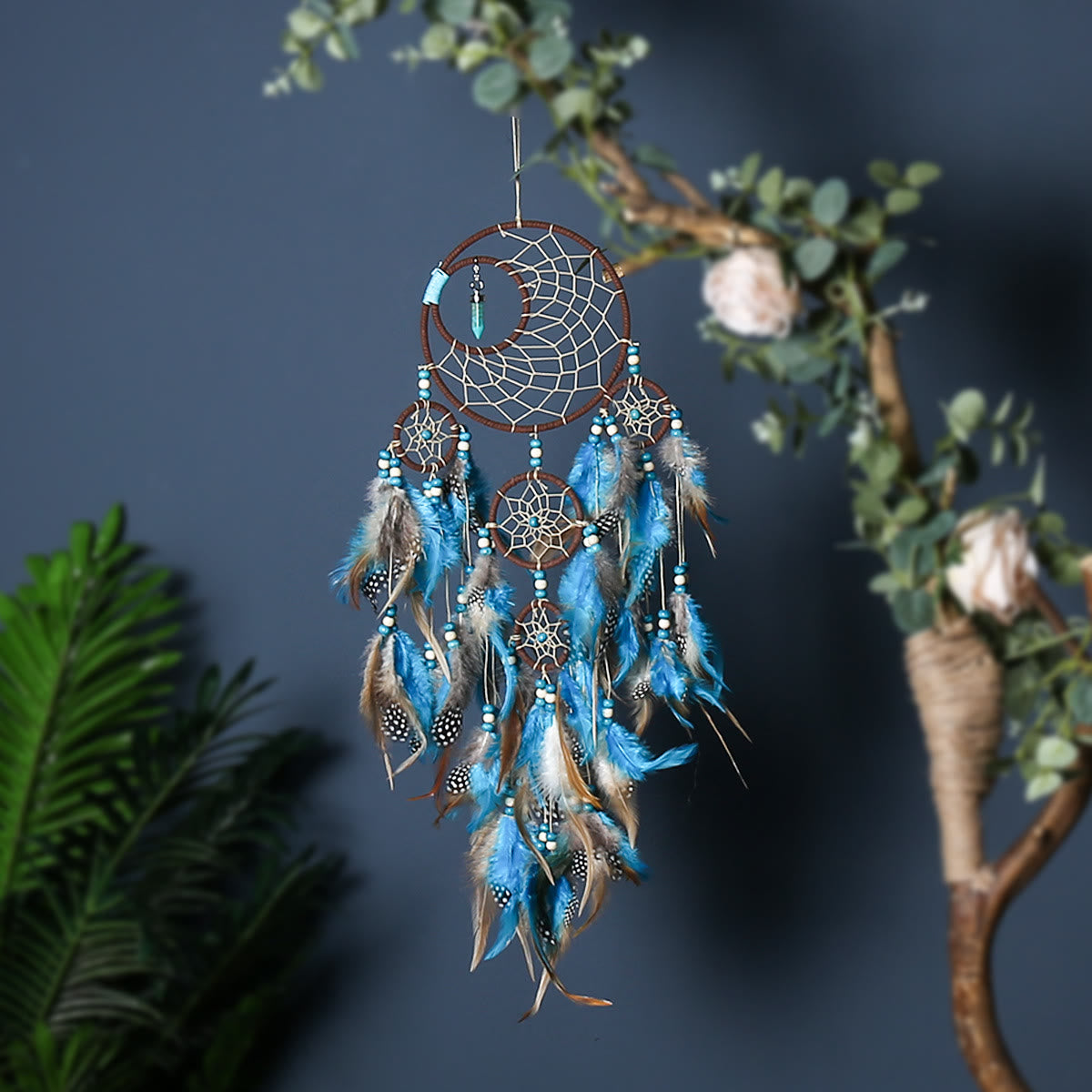 Olivenorma Boho Moon Dreamcatcher 5 Ringe Türkis Traumfänger