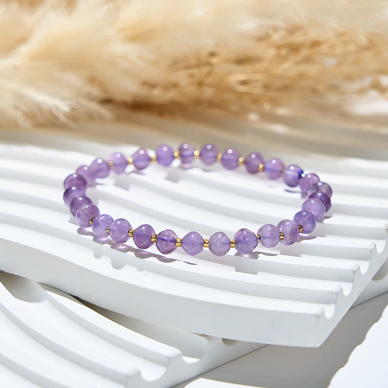 Olivenorma Damen-Armband mit natürlichen Amethystperlen