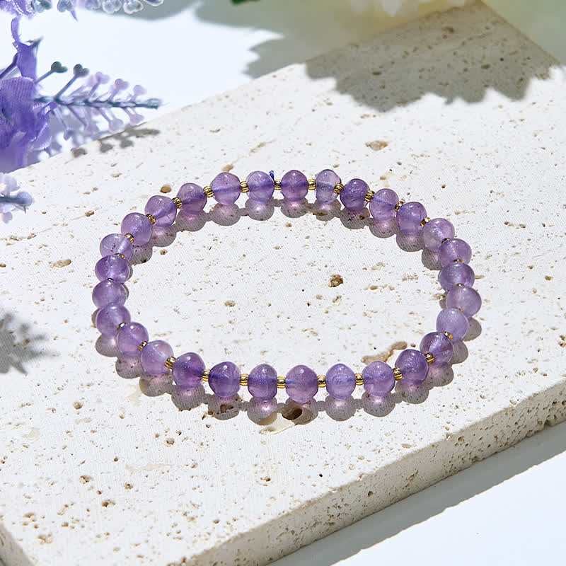 Olivenorma Damen-Armband mit natürlichen Amethystperlen