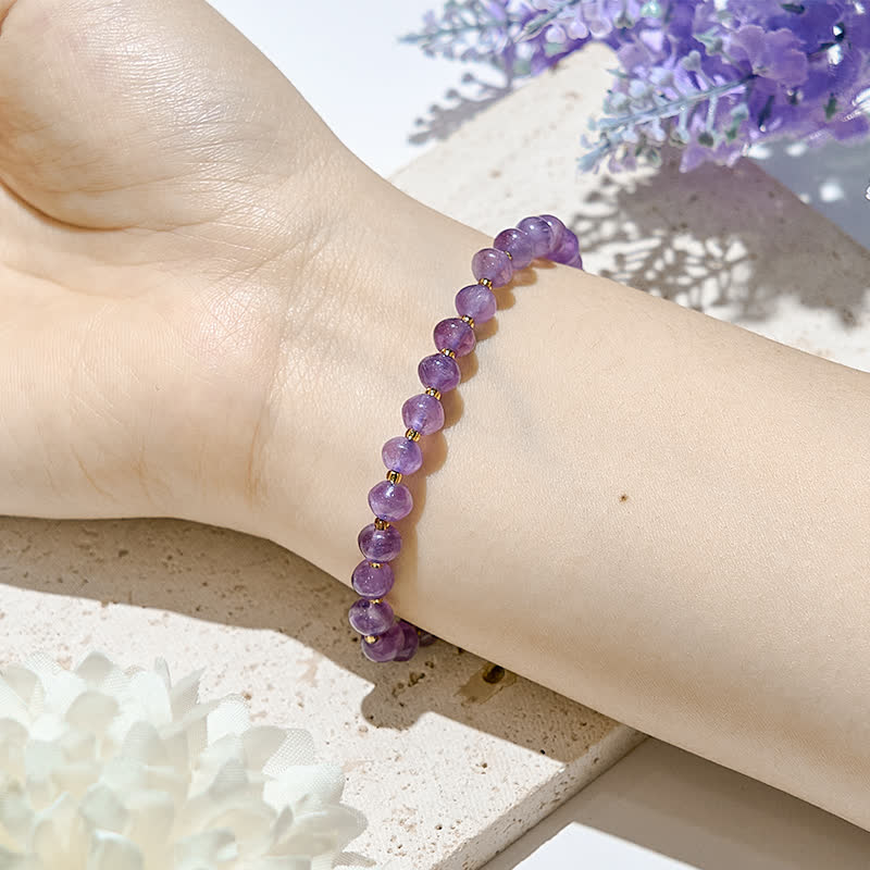 Olivenorma Damen-Armband mit natürlichen Amethystperlen