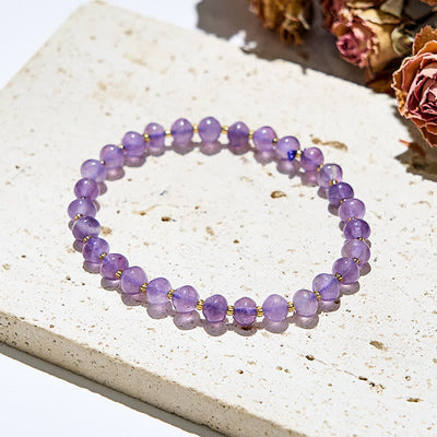 Olivenorma Damen-Armband mit natürlichen Amethystperlen