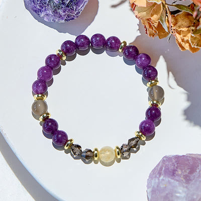 Olivenorma Armband mit Perlen aus natürlichem violettem Chalcedon