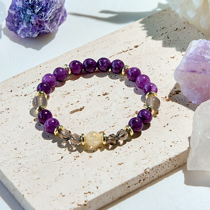 Olivenorma Armband mit Perlen aus natürlichem violettem Chalcedon