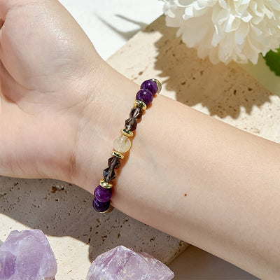 Olivenorma Armband mit Perlen aus natürlichem violettem Chalcedon