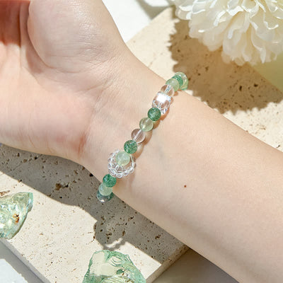 Olivenorma Peridot Grünes Erdbeerquarz Perlen Armband