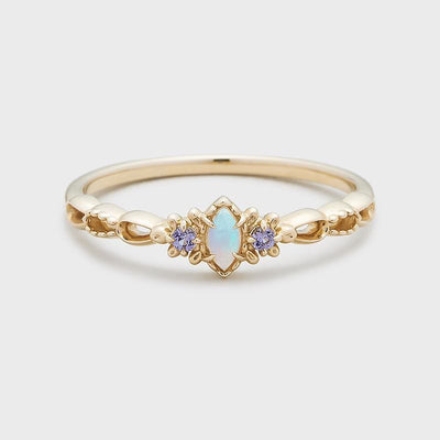 Olivenorma Opal Halskette Ring Ohrringe Set Edelstein Schmuck Set