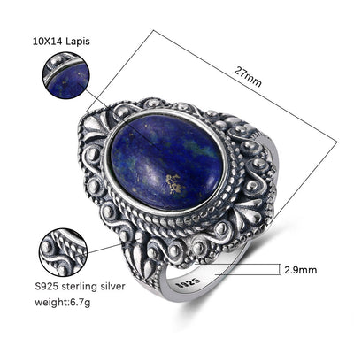 Olivenorma Antiker Boho-Schmuck Ring mit natürlichem Edelstein