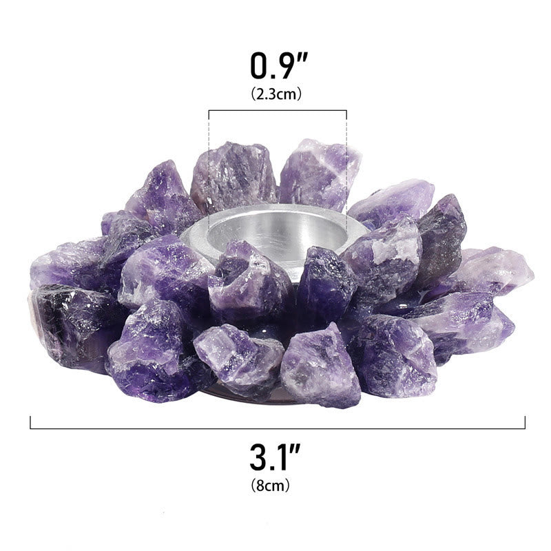 Olivenorma Kerzenhalter mit natürlichem Amethyst-Heilornament