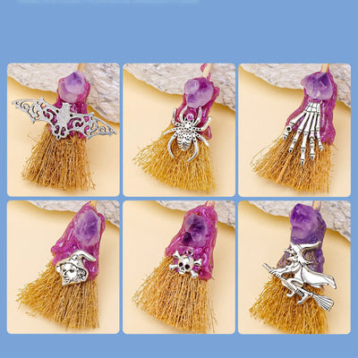 Olivenorma Mini-Besen, magischer Amethyst, Ornament, Dekoration