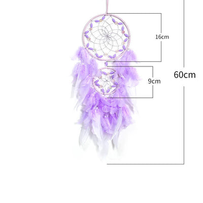 Olivenorma Traumfänger mit Federn, Violett, Kunststoffperlen