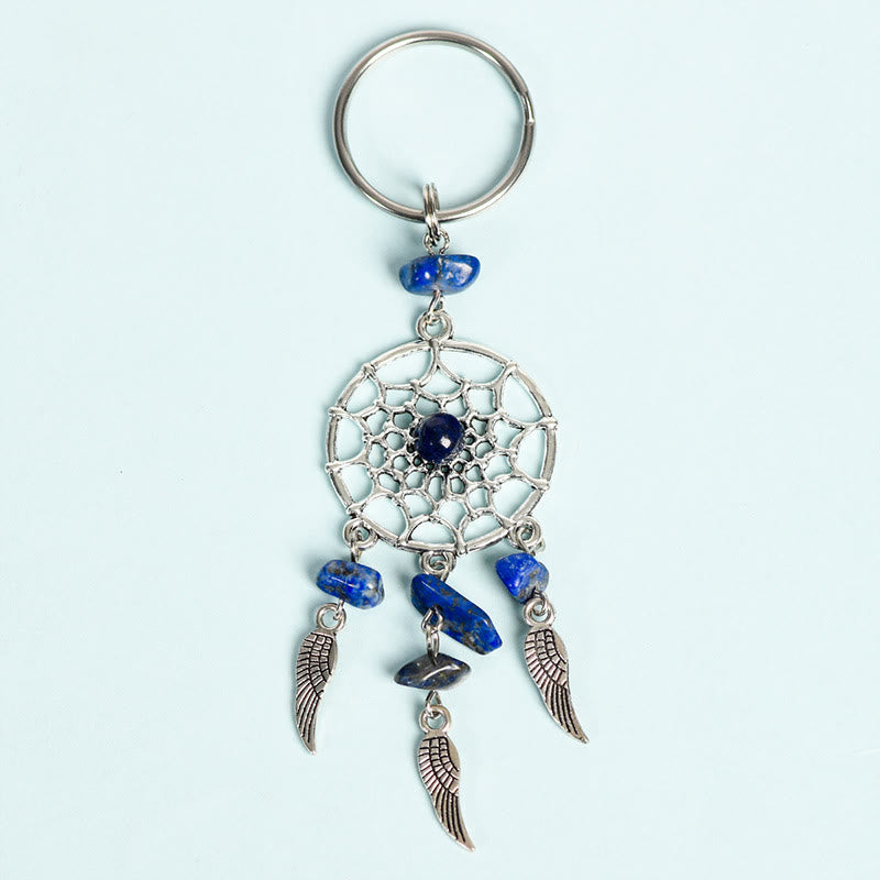 Olivenorma Mini-Schlüsselanhänger mit Traumfänger aus natürlichem Edelstein - Lapislazuli - image 7