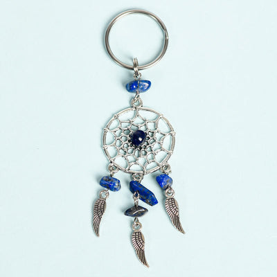 Olivenorma Mini-Schlüsselanhänger mit Traumfänger aus natürlichem Edelstein - Lapislazuli - image 7