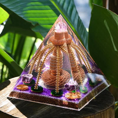 Olivenorma Amethyst Kupferdraht Energiegenerator Orgon-Pyramide