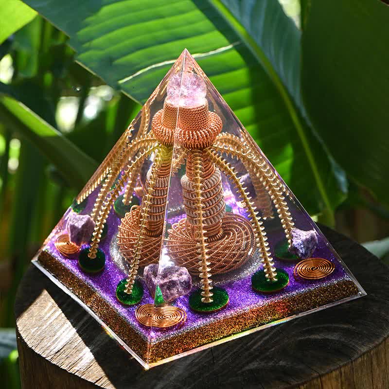 Olivenorma Amethyst Kupferdraht Energiegenerator Orgon-Pyramide