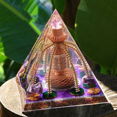 Olivenorma Amethyst Kupferdraht Energiegenerator Orgon-Pyramide