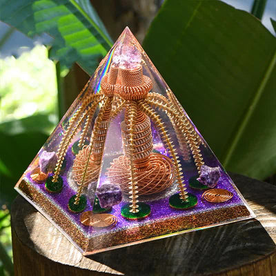 Olivenorma Amethyst Kupferdraht Energiegenerator Orgon-Pyramide