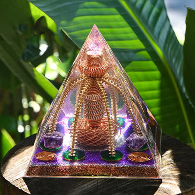 Olivenorma Amethyst Kupferdraht Energiegenerator Orgon-Pyramide