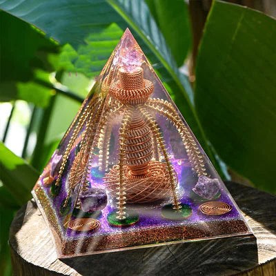 Olivenorma Amethyst Kupferdraht Energiegenerator Orgon-Pyramide