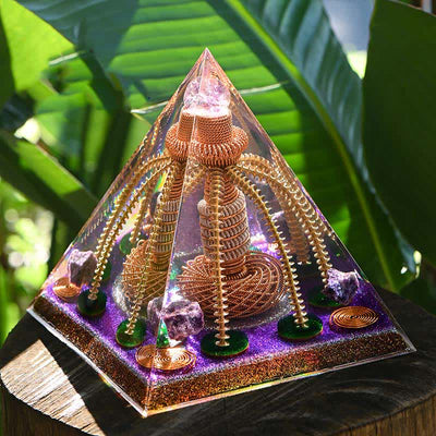 Olivenorma Amethyst Kupferdraht Energiegenerator Orgon-Pyramide