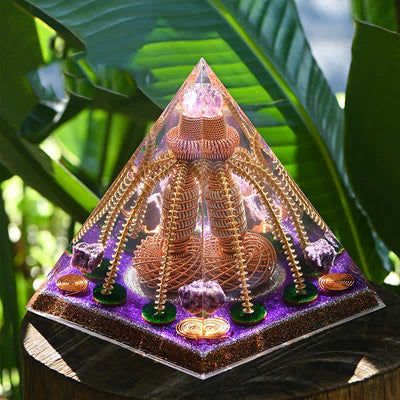 Olivenorma Amethyst Kupferdraht Energiegenerator Orgon-Pyramide