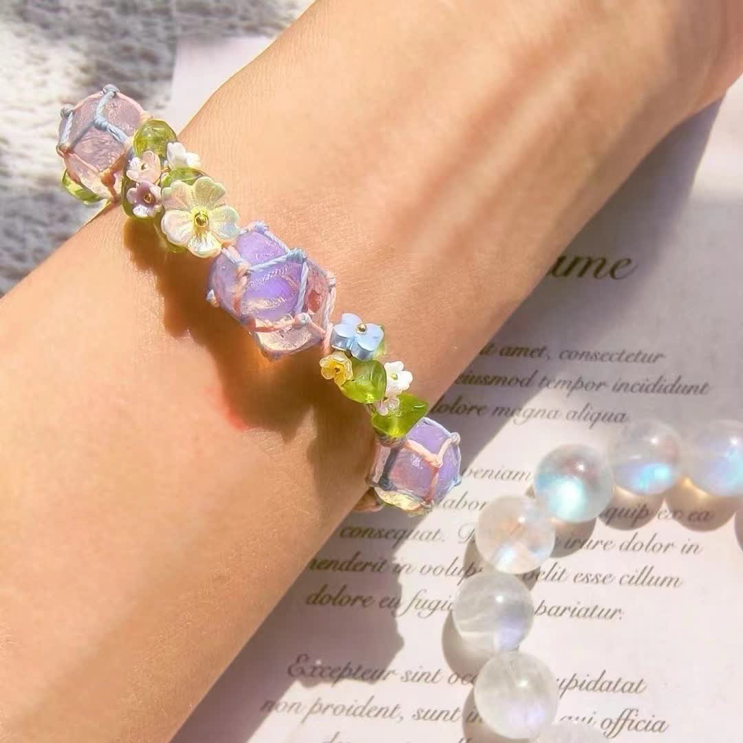 Olivenorma Peridot Opalit Kristall geflochtenes Blumenarmband