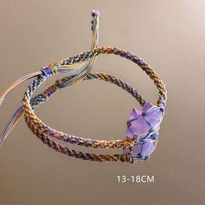 Olivenorma – Handgefertigtes, farbenfrohes Armband mit geflochtenen Blumen aus natürlichem Kristall