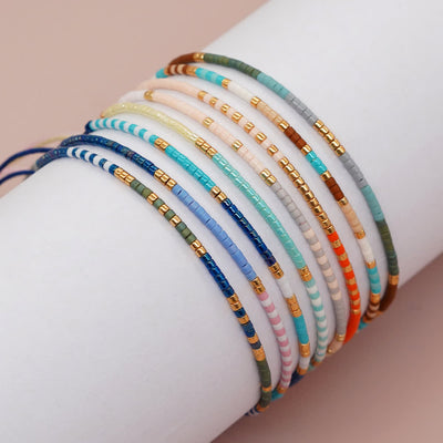 Olivenorma Buntes Reisperlen-Armband mit Kordelzug