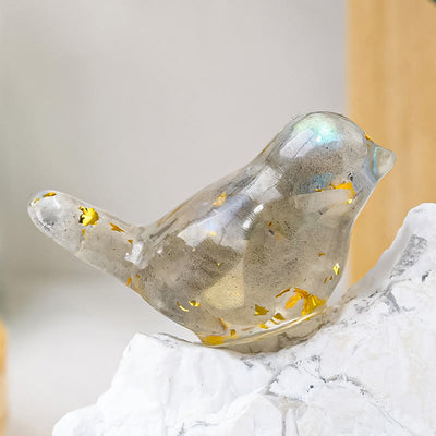 Olivenorma Vogelskulptur aus natürlichem Kristall, Edelsteindekoration - Labradorit - image 7