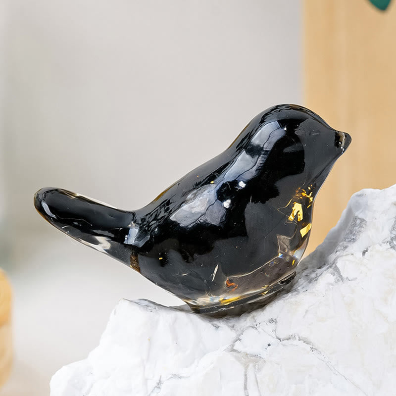 Olivenorma Vogelskulptur aus natürlichem Kristall, Edelsteindekoration - Obsidian - image 17